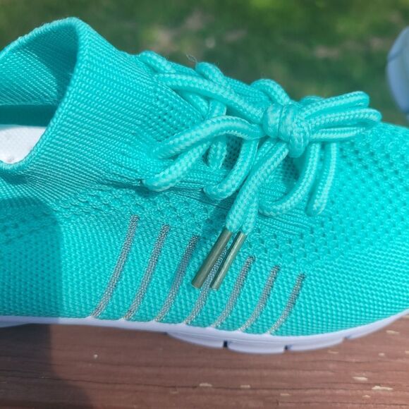 Ladies Sport Shoes Mesh Lace-up Non Slip Running Breathable Sneakers Sky Blue - Picture 10 of 11